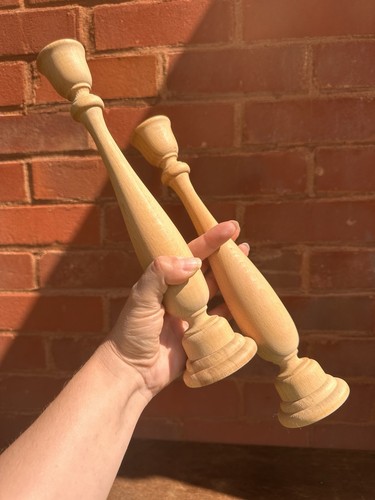 Tall turned wood candlestick - turned-wood,