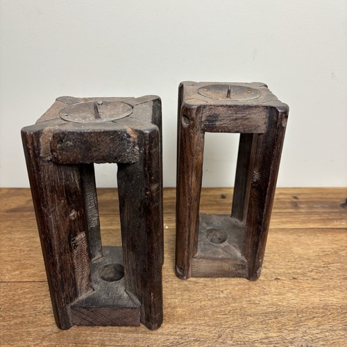 Rustic wooden candle - wooden, holder