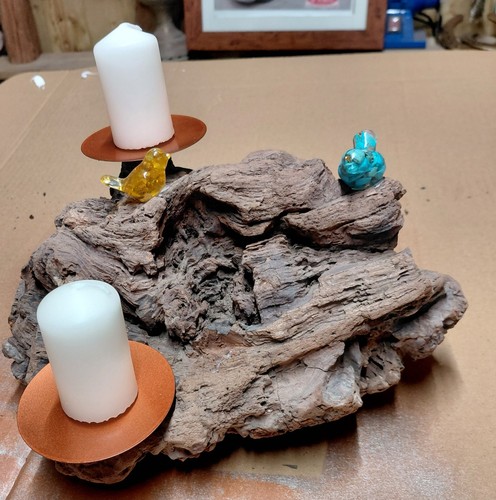 Driftwood candle holder - candle,