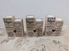 3x Wooden Candle Holders