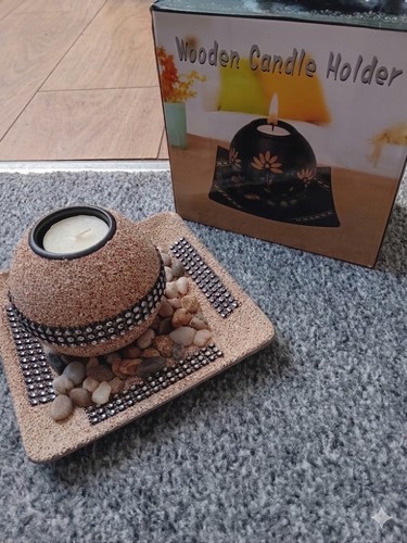 Handmade wooden candle holder - candle,