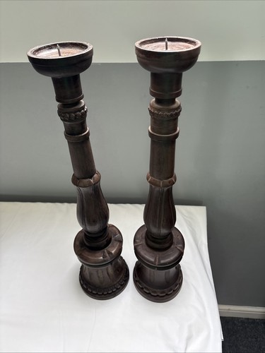Tall wooden carved candle - wooden,