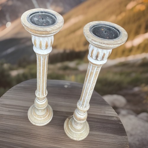 Pair white washed - of, wooden