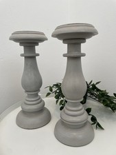 2 Painted Grey Pillar Candle