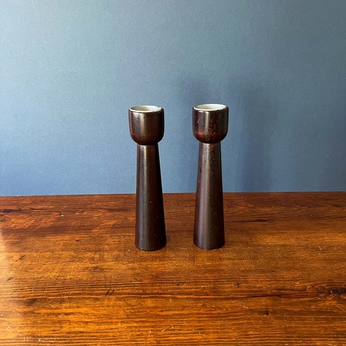 Vintage wooden candlesticks - vintage,
