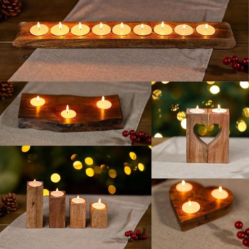 Wooden tealight candle holders - wooden,