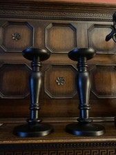 Pair Tall Chunky Wooden Candle