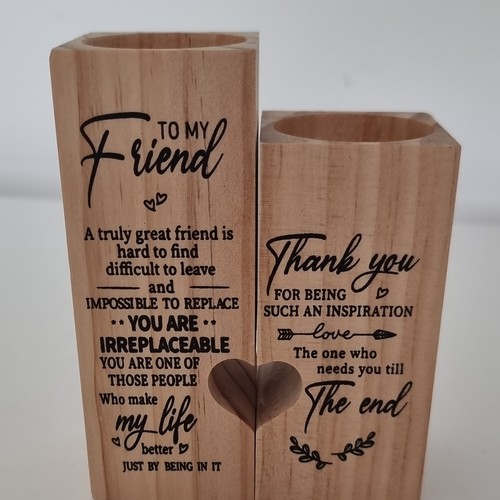 Wooden friendship candle - wooden,