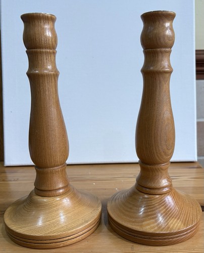 Wooden turned candle stick - turned,