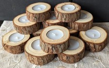 12 New Wooden Log Tea Light