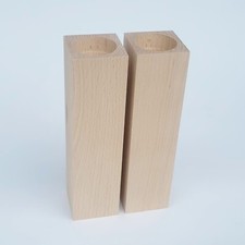 Wooden Square Candle, Set of