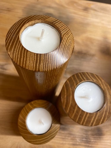Set oak wood - set, candlestick