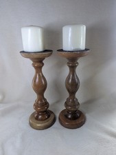 Wooden Pillar Candle Holders