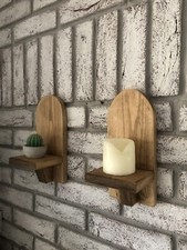 2x Handmade Wooden Wall Sconce